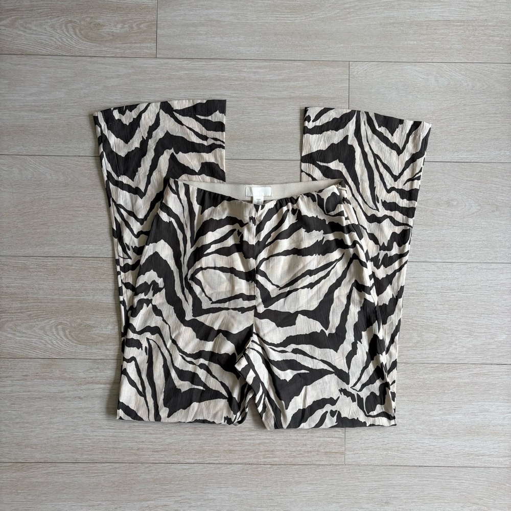 H&M Zebra Print Wide Leg Pants in Black and Cream